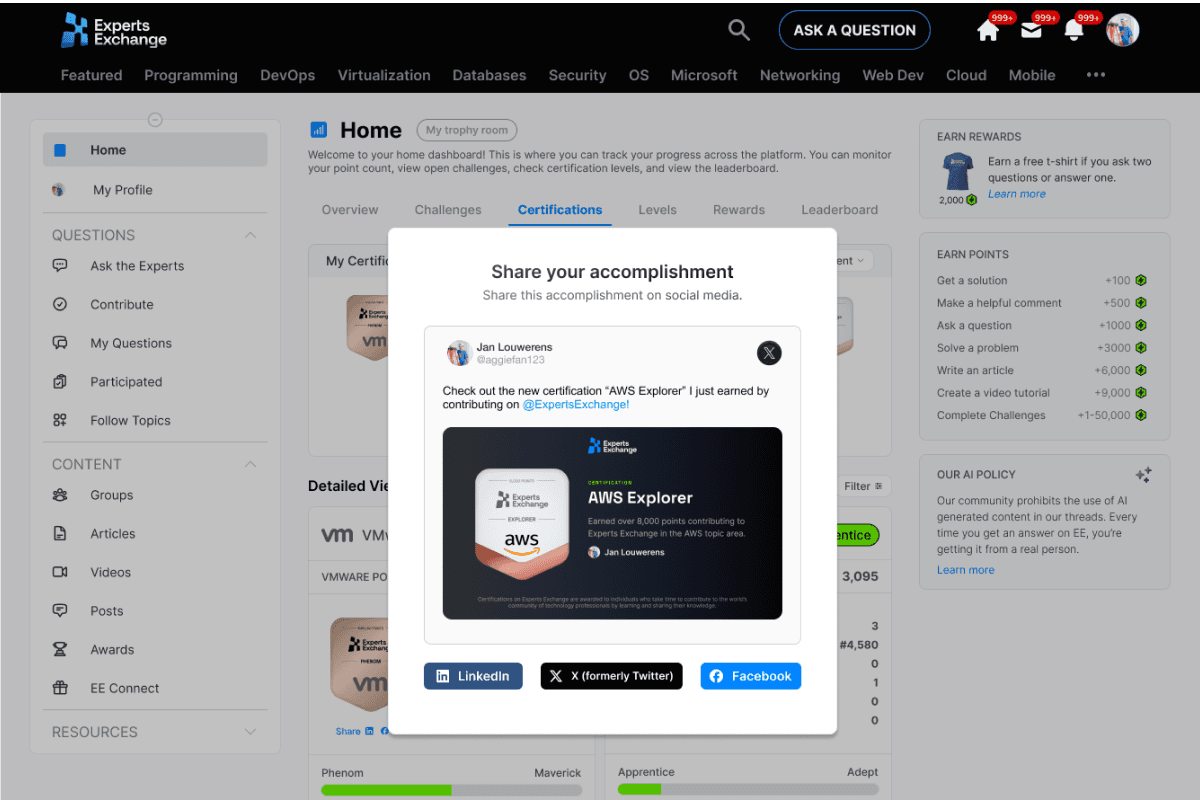 Physical rewards screenshot